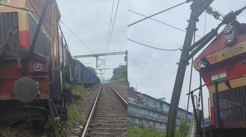 കളമശ്ശേരിയിൽ ചരക്കുതീവണ്ടി പാളം തെറ്റി; വൈദ്യുത പോസ്റ്റിൽ ഇടിച്ചു, ട്രെയിൻ ഗതാഗതം താറുമാറായി